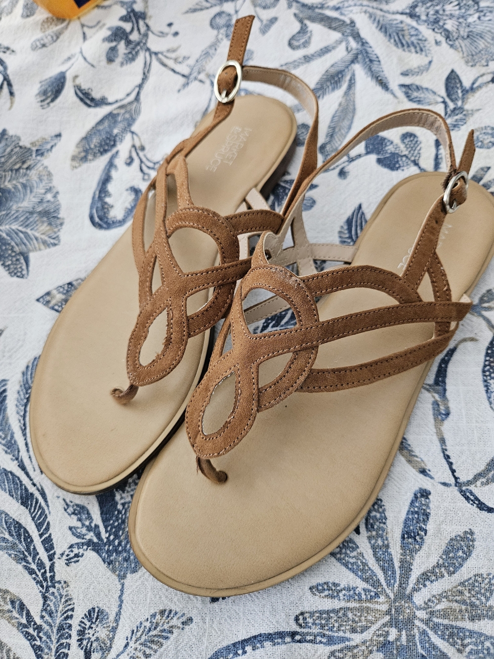 Market & Spruce Tan Brown Suede Slingback Sandals